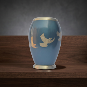Blue Aluminum Cremation Urn Metal Keepsake <b>Casket</b> Memorial <b>Ashes</b> Container Remembrance Urn Custom Decorative Burial Use - Product Image 4