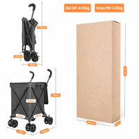Poussette pliable pour animaux de compagnie à une touche, panier double couche détachable, chariot de shopping et de camping