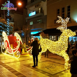 Ensemble <span class=keywords><strong>de</strong></span> rennes géants en 3D avec traîneau, éclairage LED, cadre en fer, motif décoratif pour centre commercial, hôtel, jardin, Noël - Product Image 5
