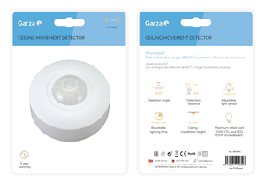 كاشف حركة بالأشعة تحت الحمراء من ماركة غارزا، تصميم بسيط وأنيق، قابل للتعديل بزاوية 360 درجة، يثبت على الحائط، مع ضمان لمدة 3 سنوات - Product Image 3