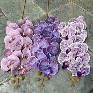 Haute qualité tige unique 9 têtes vraie touche fleurs d'orchidées blanches en gros artificielle Phalaenopsis bleu Graduation Pâques - Product Image 4