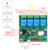 Contrôleur de moteur intelligent WIFI Tuya Smart Life à 4 canaux pour actionneur linéaire électrique, relais à impulsions 4CH 110V 220V