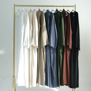 Ultimo due pezzi modesto Set di Abaya in lino 2 pezzi abbinata a Kimono senza maniche abito interno musulmano Set Ramadan Abaya - Product Image 5