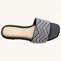 Nouvelle Collection Été – Sandales Plates Carrées à Bout Ouvert pour Femme, Modèles Tendance avec Strass Brillants, Babouches Quotidiennes pour Femme