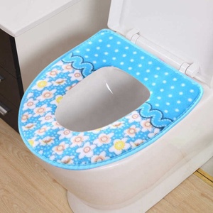 2pcsPaste style siège de toilette en peluche épaissi toutes saisons universel couverture de toilette anneau de toilette - Product Image 6