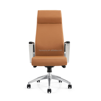 Fauteuil de direction moderne en cuir noir et marron à dossier haut