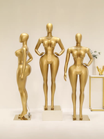 Mannequin féminin en fibre de verre dorée, courbes généreuses, grande poitrine, pour l'affichage de vêtements