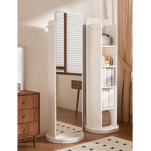 Rotating Full-length <strong>Mirror</strong> Floor Standing Home Bedroom Movable Magazine Bookshelf Storage Integrated Fitting <strong>Mirror</strong> - Product Image 4