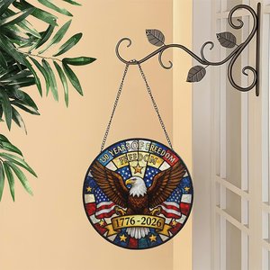 Pendentif suspendu attrape-soleil en vitrail pour le 250e anniversaire des États-Unis, design Aigle de la Liberté 1776-2026 - Product Image 1