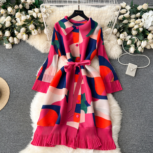 Abito Casual da donna con Design stampato abiti Vintage a <span class=keywords><strong>maniche</strong></span> <span class=keywords><strong>lunghe</strong></span> abbigliamento da strada Modulare abito da donna <span class=keywords><strong>Midi</strong></span> primavera autunno - Product Image 1