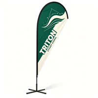 Drapeau plume publicitaire extérieur avec graphisme interchangeable pour affichage en centre commercial
