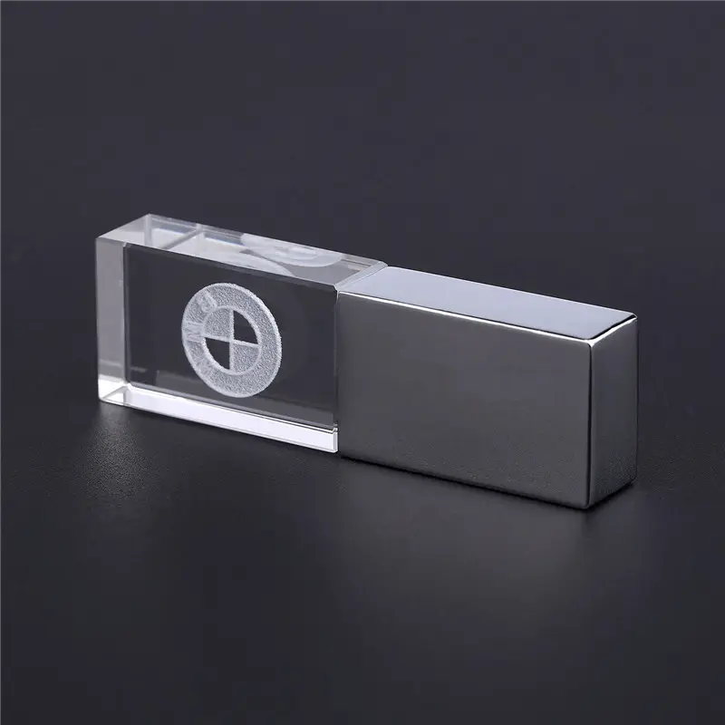 Wholesale Crystal memoria usb Flash Drive High-speed 32gb 64gb cle Usb Key 2.0 Pen Drive With Led Light U Disk