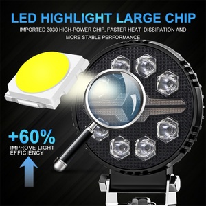 ไฟสปอร์ตไลท์ทรงกลม DXZ 2024 รุ่นใหม่ ขนาด 4 นิ้ว LED 4x4 8LED สีขาว+เหลืองอำพัน พร้อมไฟ DRL สำหรับรถบรรทุก ไฟทำงานแบบ LED ฝาครอบสีดำ ไฟหน้าทรงสี่เหลี่ยมแบบ LED - Product Image 6