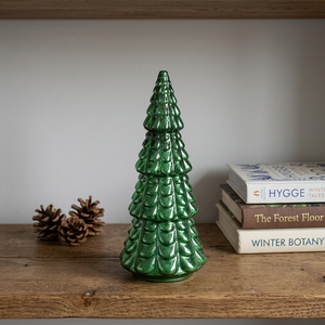 Petit arbre en verre éclairé par des LED, décoration de table personnalisée pour la maison, sapin de Noël en verre soufflé vert mercure avec lumières LED - Product Image 2