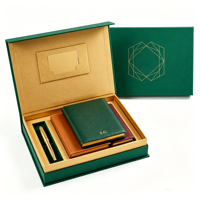 Boîte cadeau magnétique verte floquée de luxe, boîte d'emballage en papier rigide personnalisée pour le thé, les cosmétiques, les ensembles cadeaux souvenirs d'entreprise