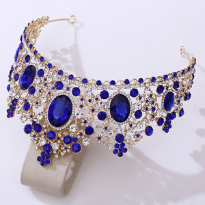 यूरो-अमेरिकी लक्जरी गैंडों मिश्र धातु शादी टियारा उच्च गुणवत्ता वाली दुल्हन पेजेंट क्राउन फैशन एक्सेसरी - Product Image 4