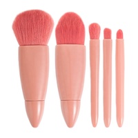 5 pièces petites brosses de maquillage professionnelles portables ensemble de brosses de maquillage de voyage avec étui à miroir de maquillage