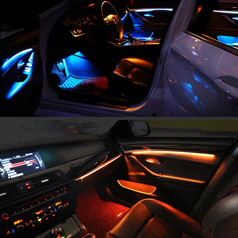 Cars LED Ambient Lighting System Blue and Orange 2 Colors Atmosphere Lamp for BMW F10 F11 5 series 2010-2017 Door Light Strips