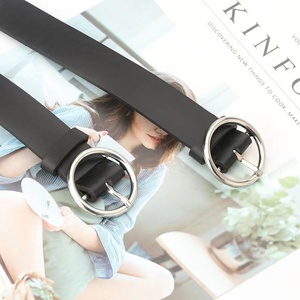 JULUN Damesriemen PU-riem op maat gemaakte riem zwart met zilveren ronde gesp minimalistische taille-accessoire - Product Image 4
