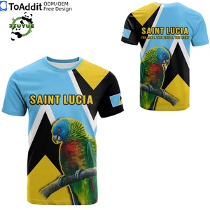 เสื้อยืดลายธงชาติเซนต์ลูเซียสำหรับผู้ชาย เสื้อยืดพิมพ์ลายตราแผ่นดิน 3 มิติ เสื้อยืดกีฬา คอกลม แขนสั้น สไตล์ลำลอง เสื้อยืดโอเวอร์ไซส์ - Product Image 1