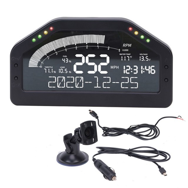 SINCO TECH Dash Race Display LCD 8 LED Light Universal Racing Meter Car Modification