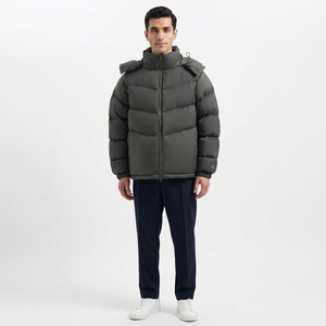 High Quality <b>Men's</b> <b>Long</b> Winter Puffer <b>Jacket</b> Stand Shiny Hood Design Customizable OEM Service Available Made Durable Canvas - Product Image 1