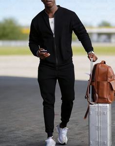 Ensemble de survêtement 2 pièces premium pour <span class=keywords><strong>homme</strong></span>, best-seller : <span class=keywords><strong>veste</strong></span> bomber zippée et pantalon de jogging respirant et doux, gris, tenue de sport décontractée - Product Image 2