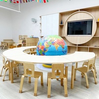 Ensemble table et chaises pour enfants d'âge préscolaire, mobilier commercial pour maternelle, table d'activités en bois avec bancs, équipement pour activités de groupe