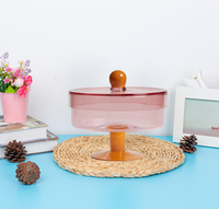 Boîte alimentaire en verre coloré, vente en gros, bocal de rangement en verre pour noix de cuisine avec support en verre et couvercle