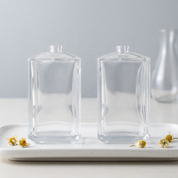 Flacon de parfum carré en verre blanc cristallin grande capacité avec bouchon à vis 200 ml, diffuseur à roseaux transparent imprimé sérigraphié