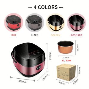 Olla Arrocera Eléctrica Digital Inteligente Multifunción Portátil de 3L, Color Rojo Rosa, Revestimiento Antiadherente, Taza Medidora - Product Image 4