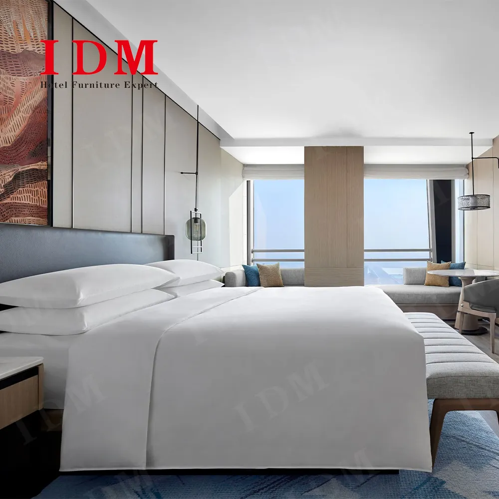 Yeni stil Modern otel yatak odası mobilyası ahşap otel misafir odası mobilya daire ve Villa için