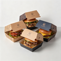 Boîtes à emporter jetables personnalisées, contenants alimentaires, boîte à lunch en papier kraft, boîte à hamburger