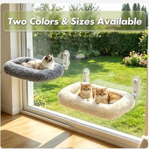 Hamac pour chat en fausse fourrure de lapin, avec ventouse, pour fenêtre, lit douillet d'hiver pour petits animaux, chaud et confortable, ODM - Product Image 2