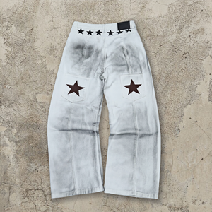 กางเกงยีนส์ผู้ชายทรงหลวมแบบใหม่ ดีไซน์พิเศษ ขากว้าง ทรงแบ็กกี้ แต่งขาดๆ คุณภาพสูง - Product Image 4