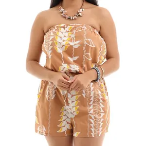 Fabrikada toptan özel baskı çiçek düğmesi aşağı Hawaiian Aloha plaj elbise kadınlar için