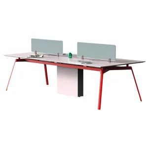 Modern design open office furniture table iron foot partition standard four staff desk