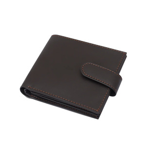 Porte-cartes de haute qualité pour hommes, <span class=keywords><strong>portefeuille</strong></span> en cuir véritable, fermeture à pression, durable, blocage RFID, pliage court, vente en gros d'usine - Product Image 1