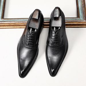 รองเท้าอ็อกซ์ฟอร์ดหนังแท้ทรงสี่เหลี่ยมหัวแหลมแบบผูกเชือก ระบายอากาศได้ดี เหมาะสำหรับใส่ทำงานและโอกาสทางการ สีดำ สำหรับผู้ชาย - Product Image 3
