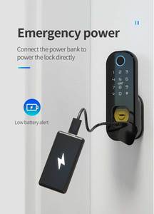 Serrure automatique à bouton pour porte en bois/acier avec lecteur d'empreintes digitales BLE double face en alliage d'aluminium et clavier numérique Tuya en option - Product Image 4