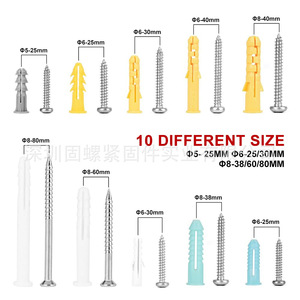 300pcs Expansion Bolt Set Metric M10 Nylon Plastic Anchors Screws Mixed Color Boxed Kit For Wall Fixing - Product Image 3