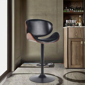 كراسي بار دوارة بتصميم عصري قابلة لتعديل الارتفاع، كراسي بار منزلية لغرفة المعيشة أو المطبخ بتصميم لوح خشبي - Product Image 5