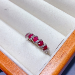 Cincin Pertunangan Perak Sterling 925 Klasik dengan Batu Tanzanite dan Cincin <span class=keywords><strong>Ruby</strong></span> Alami dengan Setting Cakar dalam Perak - Product Image 6