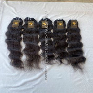 Vendedores de cabello lacio ondulado sin procesar, pelo humano de visón rizado brasileño, mechones de pelo negro natural - Product Image 3