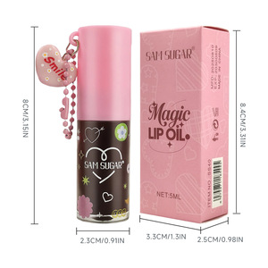 <b>Mirror</b> Lip Glaze With Detachable Pink Bead <b>Chain</b> Charm Cute Hydrating Long Lasting Glass Lip - Product Image 5