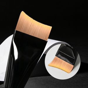 Pinceau Fond de Teint en Forme de Croissant, Plat et Angulaire, Poils Synthétiques, Manche en Bois pour l'Application du Maquillage du Visage - Product Image 2