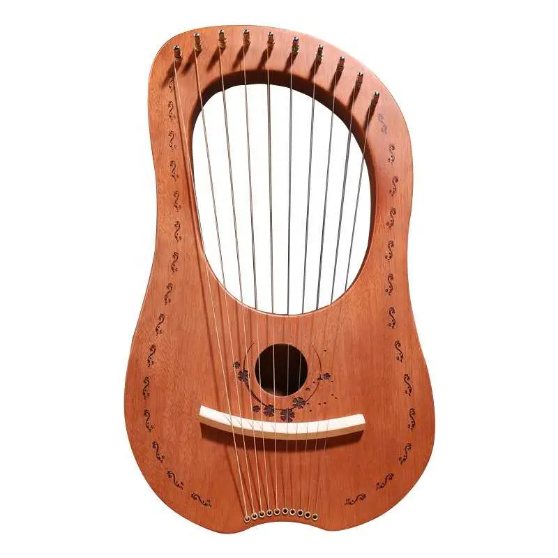 China promoção 10 cordas sólido mogno madeira lyre harp