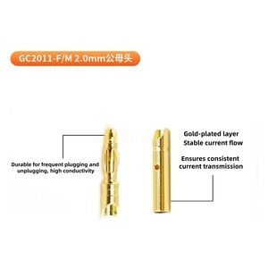 Ensemble de connecteurs banane plaqués or Amass GC2011-F/M 2,0 mm, courant continu 15 A avec placage 7 μm pour moteur de précision et ESC - Product Image 2