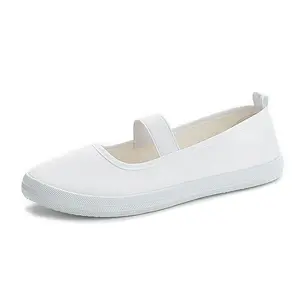 厂家批发热卖纯色女鞋柔软女生白色学校芭蕾平底鞋