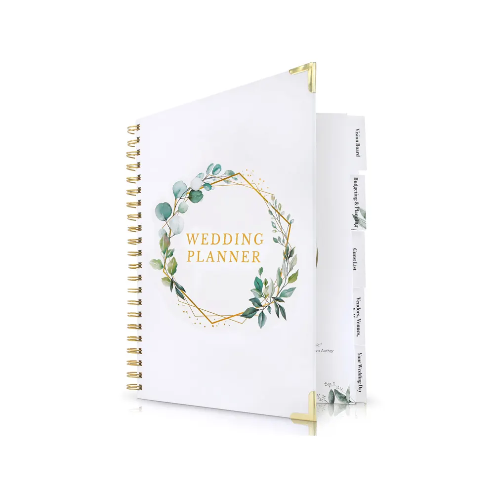 Custom Printing Wedding Planner Planning Book e Organizer, Bridal Wedding Planner Book & Binder com calendário de contagem regressiva